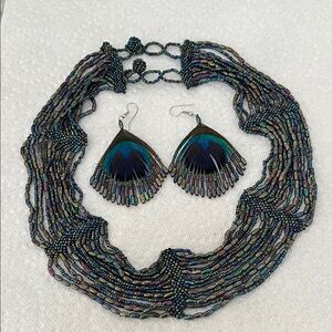 Multicolor Beaded Necklace and Earring Set